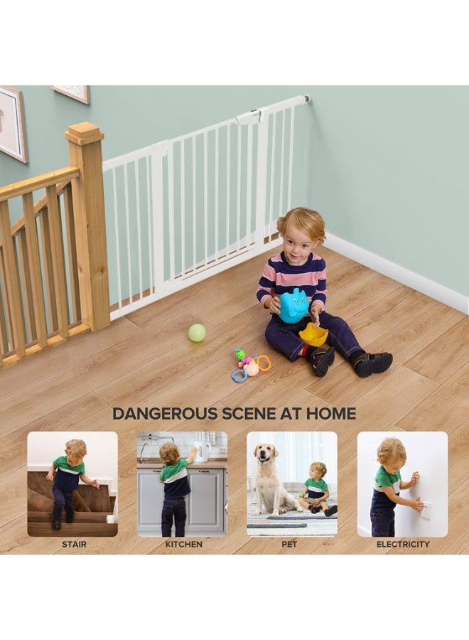 TAPIT Baby Gate Auto Close Safety Baby Gate stairs safety gate Safety Solution Wide Baby Gate for Stairs & Doorways for Baby Toddlers and Pet Dogs No Drilling Required (78-83cm wide Gate+ 10cm Extension Kit) - Image 2